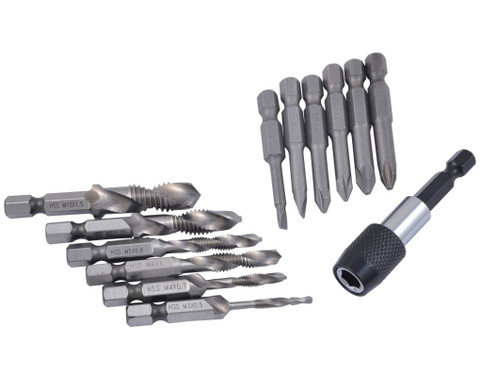 HHIP 14 PIECE HIGH M3-M10 SPEED STEEL 3-IN-1 TAP & DRILL KIT (1011-0141)
