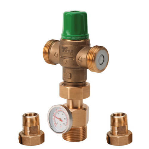Taco 5003-HX-T3-G 3/4 NPT Male Union 5000 Heating Only Mixing Valve w/ Gauge