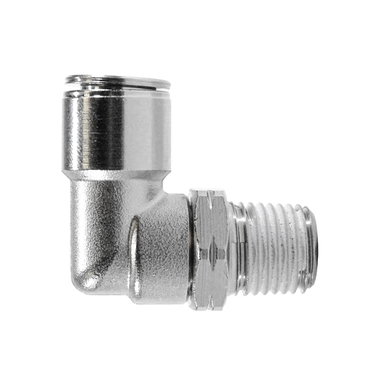 Opens dialog Midland Industries 20082NIC - 90° Swivel Elbow w/ Nickel Collet, 1/4" Push to Connect x 1/4" MPT,