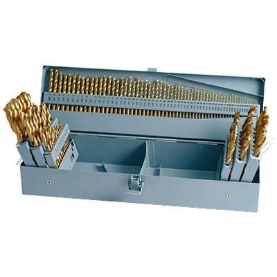 HHIP 115 PIECE TiN COATED HIGH SPEED STEEL JOBBER DRILL SET (5000-0003)