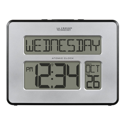 La Crosse Technology WWVB Digital Wall Clock w/ Indoor Temp & Calendar (513-1419B)