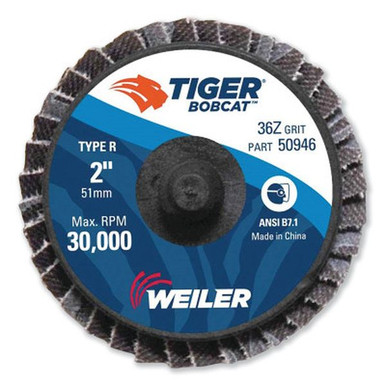 Opens dialog WEILER 50946 2" Bobcat Mini Abrasive Flap Disc Conical (Ty29) Type R Mount 36Z (10pk)