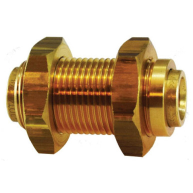 Opens dialog Midland Industries 821000A - Bulkhead Union, 5/8" Push" Tube x 5/8" Push" Tube, Brass