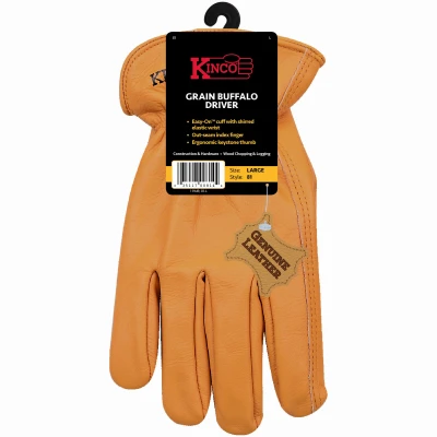 Rust Full Grain Buffalo Leather Driver Gloves - Men's Medium