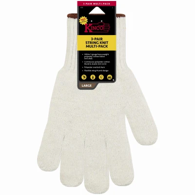 Men's Medium White Polyester Work Gloves - 3 Pack