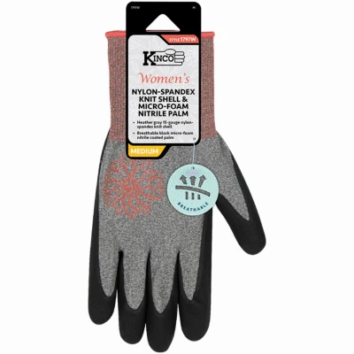 Women's Nylon Heather Gray Gloves, M