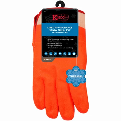 Men's Large High-visibility Orange Thermal Pvc Work Gloves