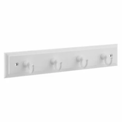 White Key Hook Rack With 4 Hooks On 9-inch Rail
