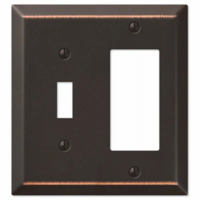 Chelsea Aged Bronze Wall Plate – 1 Toggle & 1 Rocker Steel Switch Cover