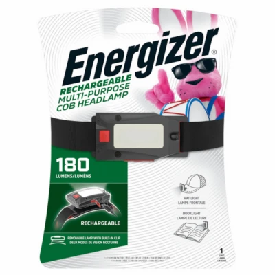 Rechargeable 180 Lumen Headlamp With Adjustable Strap & Detachable Light