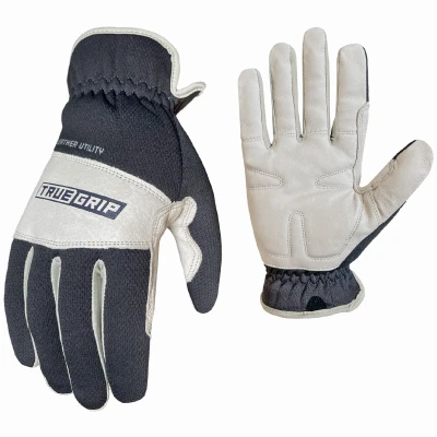 Men's Large Premium Leather Hybrid Work Gloves With Reinforced Palm & Breathable Back