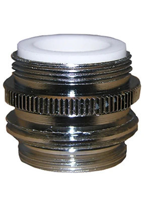 Chrome Brass Garden Hose Aerator Adapter – 55/64" X 27 Thread To 15/16" X 27 Thread With 3/4" Male Connector