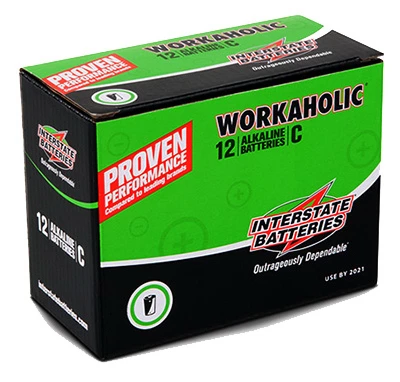 Workaholic Alkaline Battery, C, 12-pk.