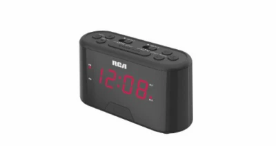 Black Dual Alarm Clock Radio With Fm And Backup Battery