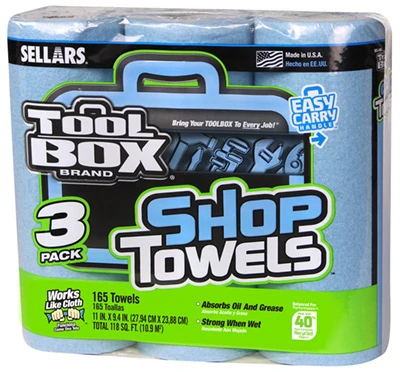 Blue Shop Towels, 3-roll Pack