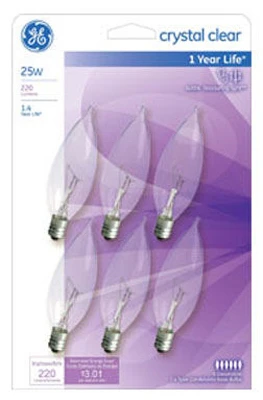 Elegant 25w Candle-shaped Light Bulbs With Candelabra Base – 6 Pack