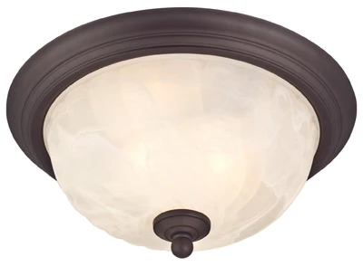Oil Rubbed Bronze Outdoor Ceiling Light With White Alabaster Glass - 11x6 Inches
