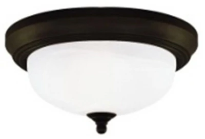 Flush Mount Ceiling Light With Oil Rubbed Bronze And White Alabaster Glass, 60w, 13" X 5.875"