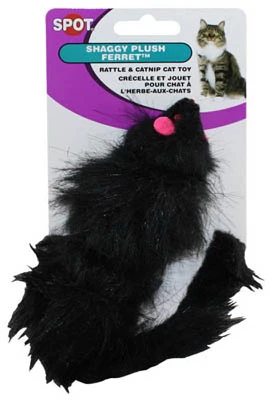 Shaggy Plush Ferret Cat Toy With Catnip & Rattle - 12" Height