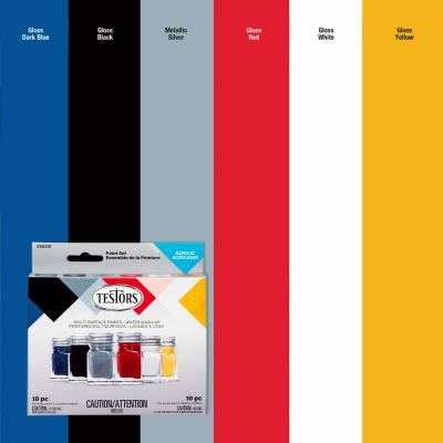 Six-color Acrylic Paint Kit With Brushes – Primary Shades, 0.25 Oz Bottles