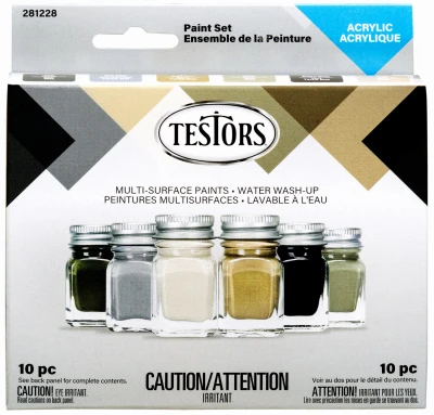 Six-color Flat Acrylic Paint Kit With Brushes And Tray – 0.25oz Each