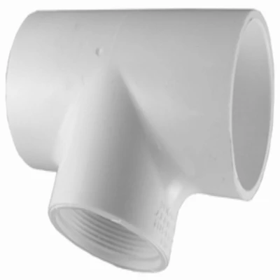 White Schedule 40 Pvc Reducing Tee 2"x2"x1" For Irrigation & Plumbing