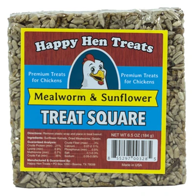 Mealworm & Sunflower Seed Poultry Treat Squares - 6.5 Oz Bag