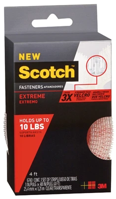 Black Extreme Fasteners 1" X 4 Ft – Durable Multi-surface Adhesive