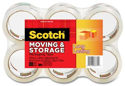 Durable Moving & Storage Packing Tape, 1.88" X 54.6 Yd, 6-pack