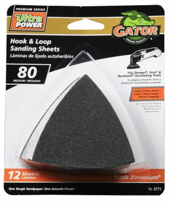 80-grit 3" Hook & Loop Sandpaper - 12 Pack