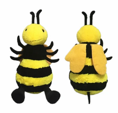 Plush Bumble Bee Toy, 20-inch Black & Yellow With Striped Wings