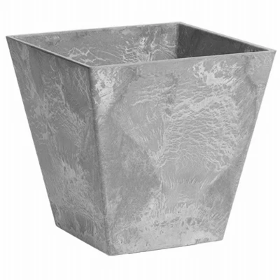 Artstone Ella 6" Square Water-minder Planter – Gray Plastic