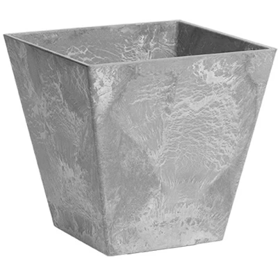 Artstone Ella 10" Gray Resin & Stone Square Planter
