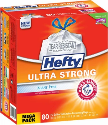 Ultra Strong 13 Gallon Tall Kitchen Trash Bags, 80-pack