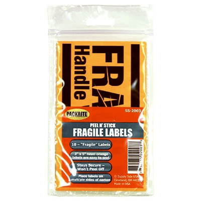 Fragile Warning Stickers 3x5 Inches - Pack Of 10