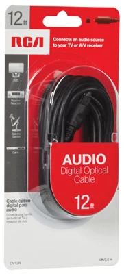 Digital Optical Audio Cable, 12 Feet, High Purity Copper Conductor