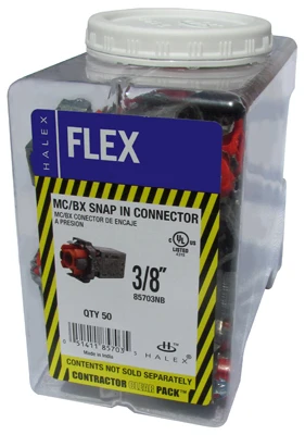 50-pack 3/8-inch Mc/bx Snap-in Cable Connectors