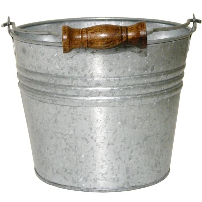 6" Galvanized Metal Planter With Stylish Handle & Decorative Banding