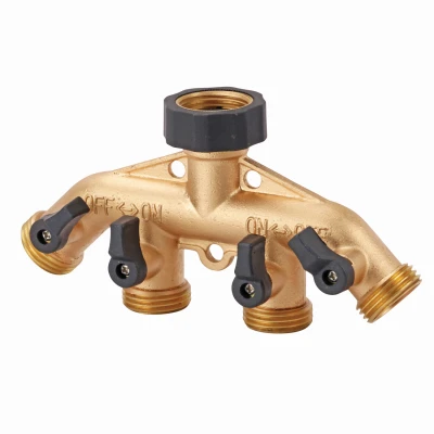 Durable 4-way Metal Hose Shut-off Valve For Efficient Garden Watering