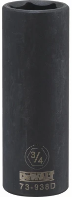 Durable 1/2 Inch Drive 3/4 Inch Six-point Deep Impact Socket With Black Oxide Finish