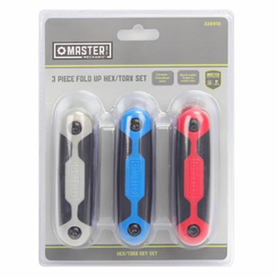 3-piece Folding Hex & Torx Key Set – Multi-size Precision Tools