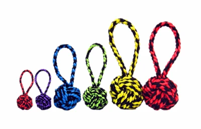 Nuts For Knots Woven Rope Dog Toy, Assorted Colors, 3.5-inch With Tug Handle