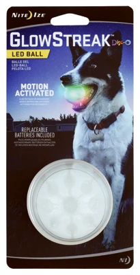 Glowstreak Disc-o Led Glow-in-the-dark Dog Fetch Ball, 2.5 Inch Diameter