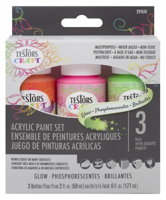 Glow Colors Acrylic Paint Set - 3 Pack, 2 Oz Bottles