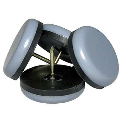 Furniture Sliders, Nail-on, Gray Blue, Round, 1.25-in., 4-pk.