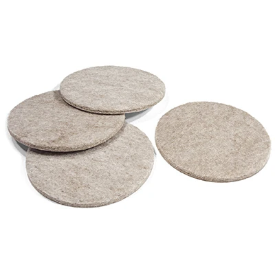 3-inch Tan Round Self-adhesive Felt Furniture Pads – 4 Pack