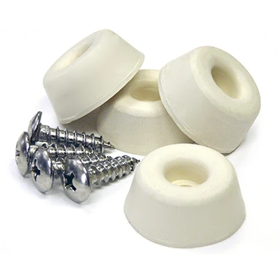Rubber Bumpers, Screw-on, Almond, 1-in., 4-pk.