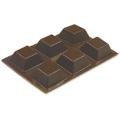 Self-adhesive Brown Vinyl Bumpers - 1/2 Inch Square, Pack Of 6