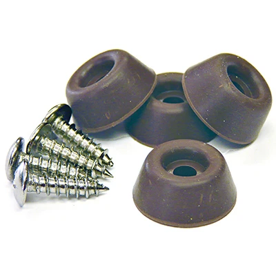 Brown Screw-on Rubber Bumpers 7/8 Inch - 4 Pack