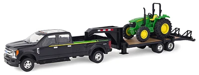 John Deere 5075e Tractor & Ford F-350 Gooseneck Trailer Set 1:32 Scale
